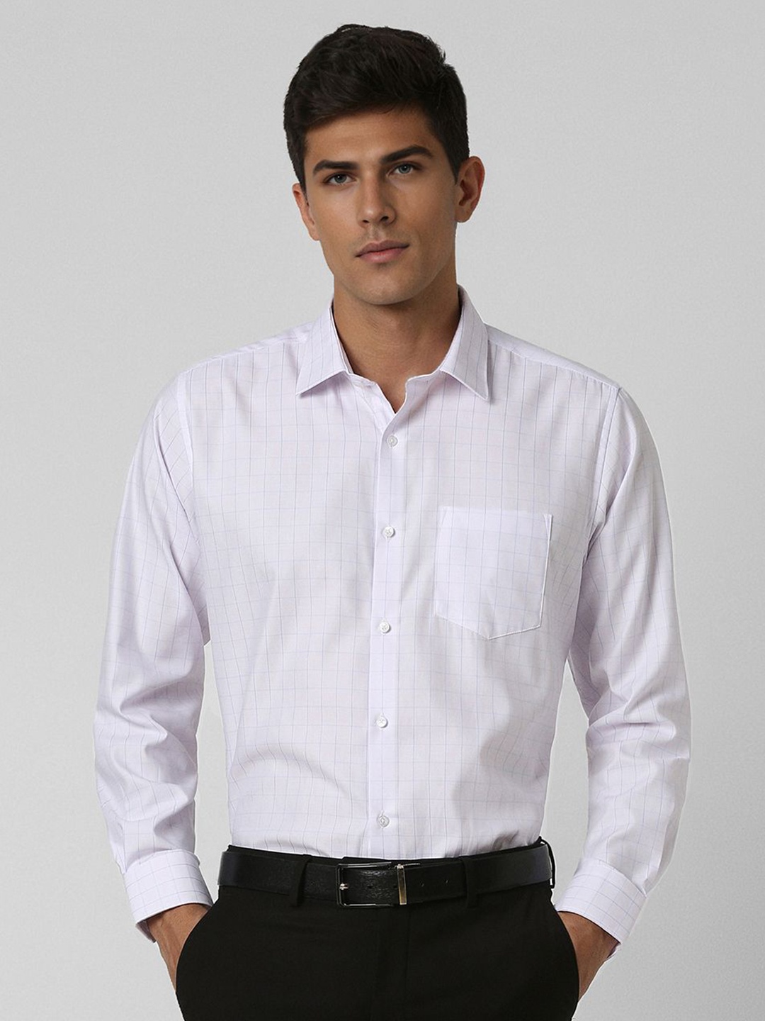 

Van Heusen Men Opaque Checked Casual Shirt, White