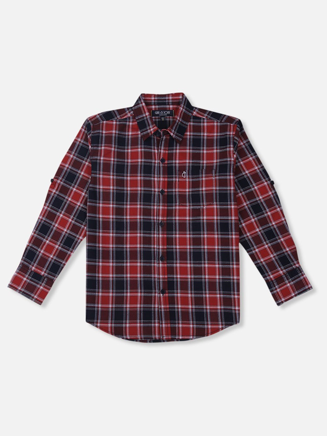 

Gini and Jony Boys Standard Tartan Checks Opaque Checked Casual Shirt, Red