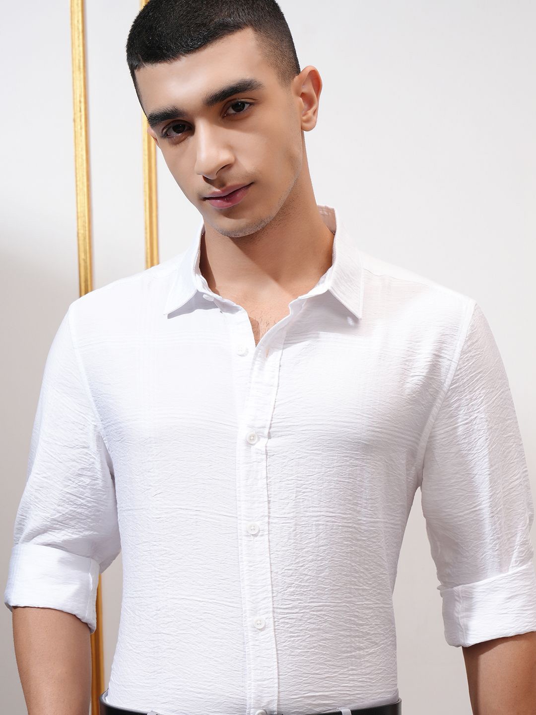 

HIGHLANDER Men Slim Fit Opaque Casual Shirt, White