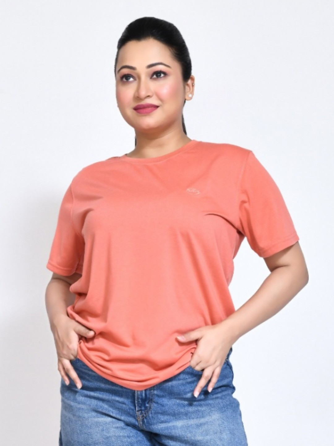 

RAPL Women Round Neck Tshirt, Peach