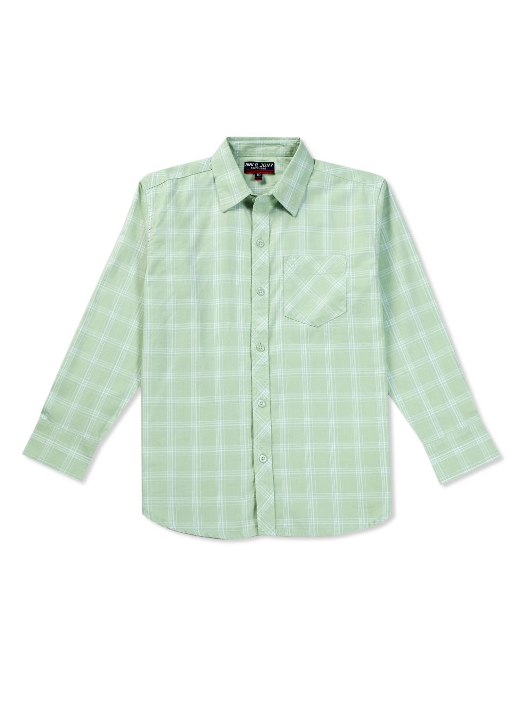 

Gini and Jony Boys Standard Gingham Checks Opaque Checked Casual Shirt, Green