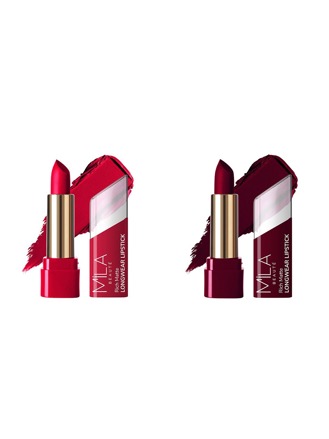 

MILA BEAUTE Set Of 2 Rich Matte Long Wear Lipsticks - 4.2 g Each - 605 - 612, Multi