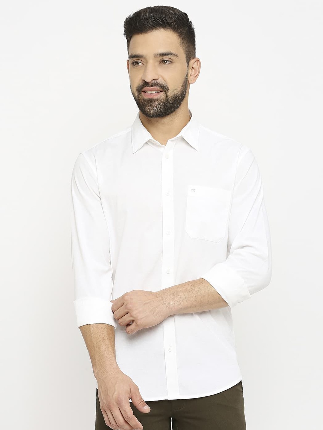 

Basics Men Slim Fit Opaque Casual Shirt, White