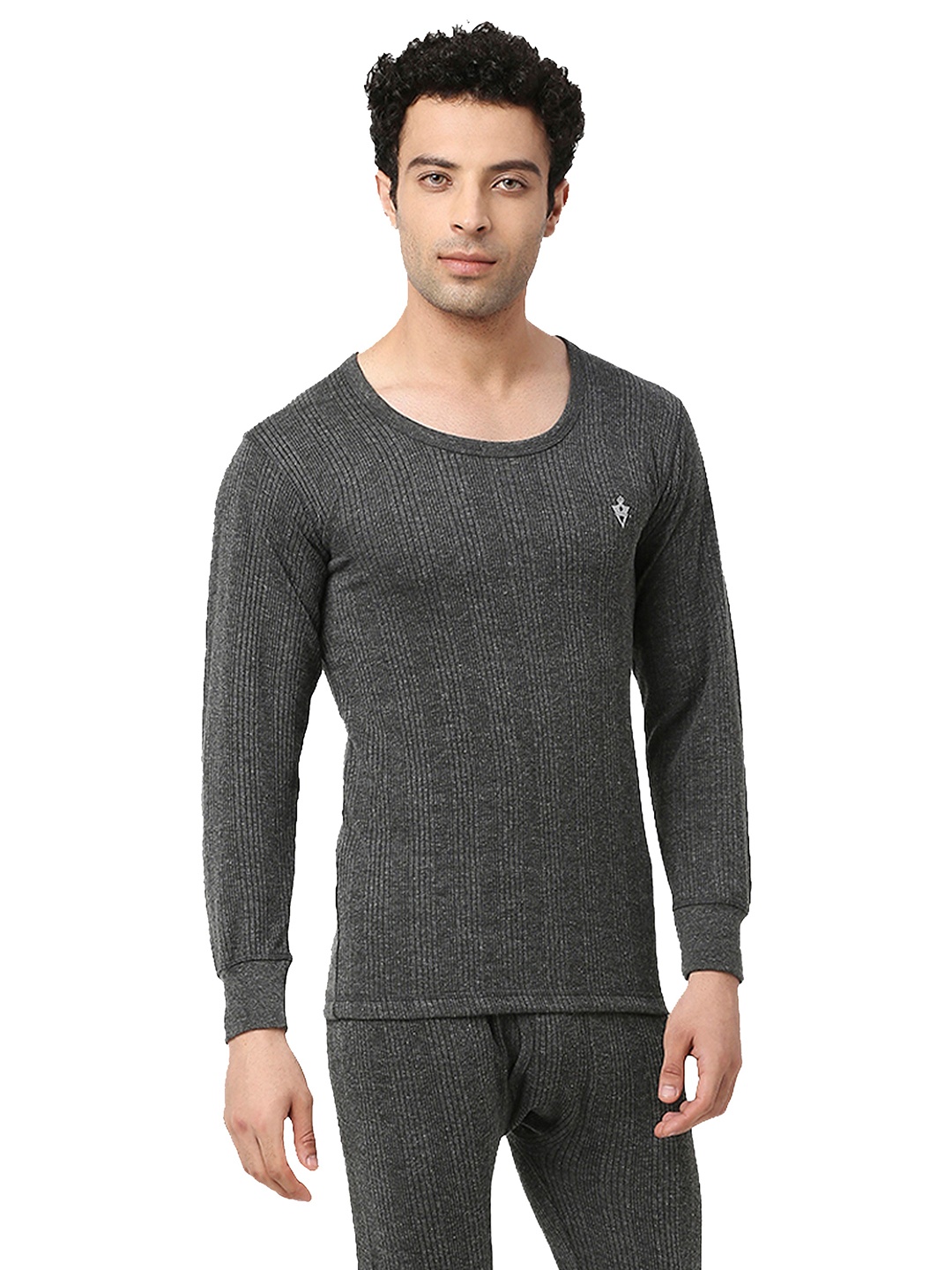 

VIP Men Ribbed Round Neck Thermal Tops, Grey