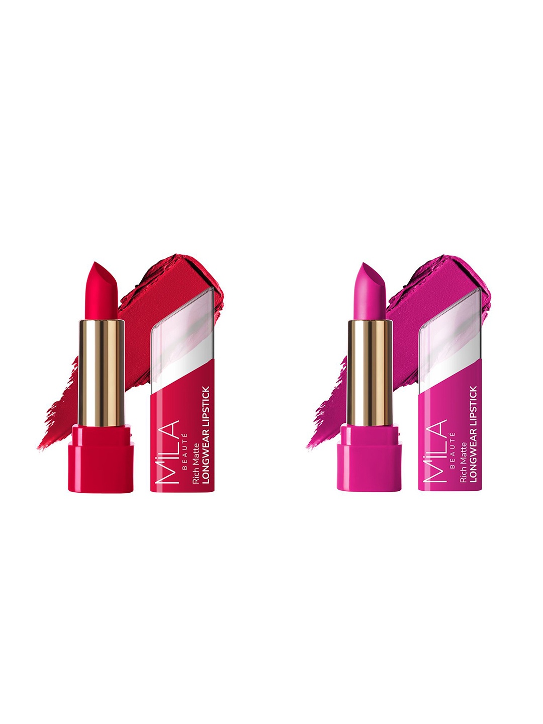 

MILA BEAUTE Set Of 2 Rich Matte Longwear Bullet Lipstick - 4.2 g Shade - 601 - 607, Pink