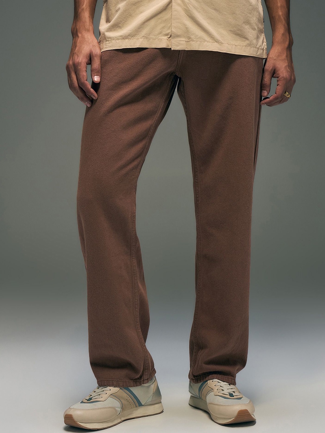 

Flying Machine Men Cobain 90's Loose Fit Mid Rise Jeans, Brown
