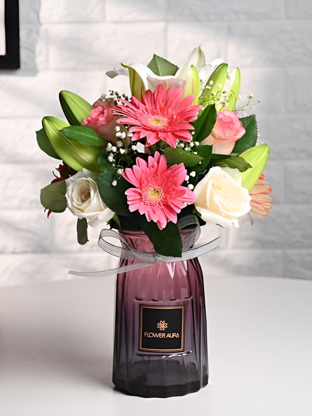 

Floweraura 14Pcs Pink & Green Mixed Fresh Flowers Bouquet