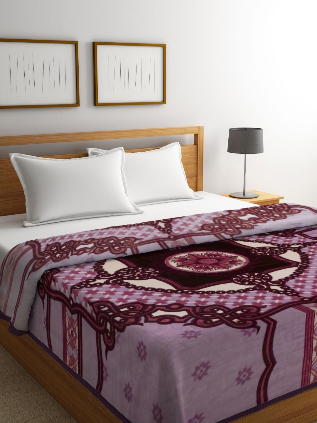 

Aura Brown & White Geometric Woollen Mild Winter Double Bed Blanket
