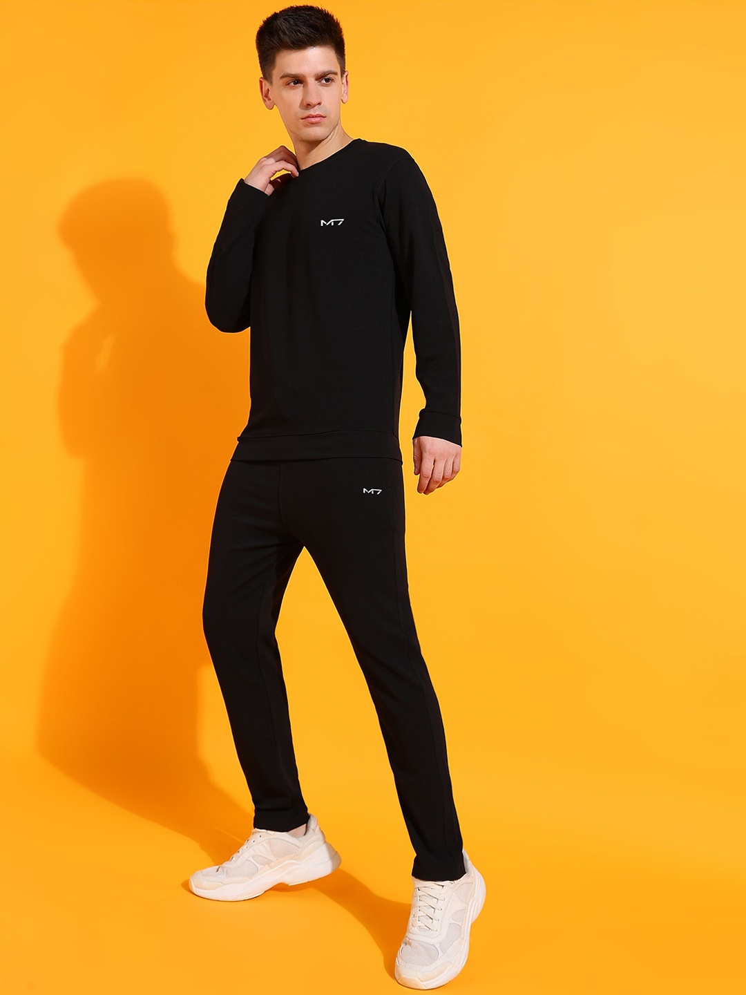 

M7 by Metronaut Men Round Neck Mid-Rise Tracksuit, Black