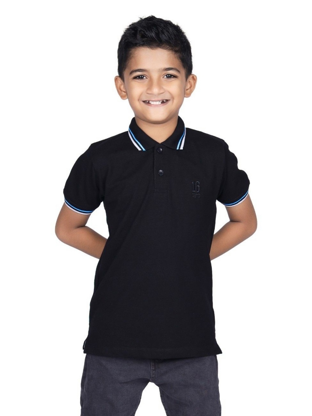 

CRAZYPENGUIN ELITE Boys Polo Collar T-shirt, Black