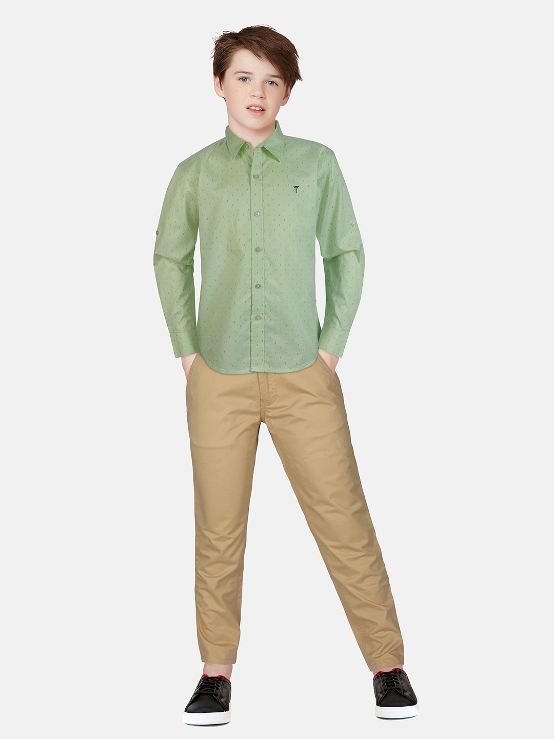 

Palm Tree Boys Standard Opaque Printed Casual Shirt, Green