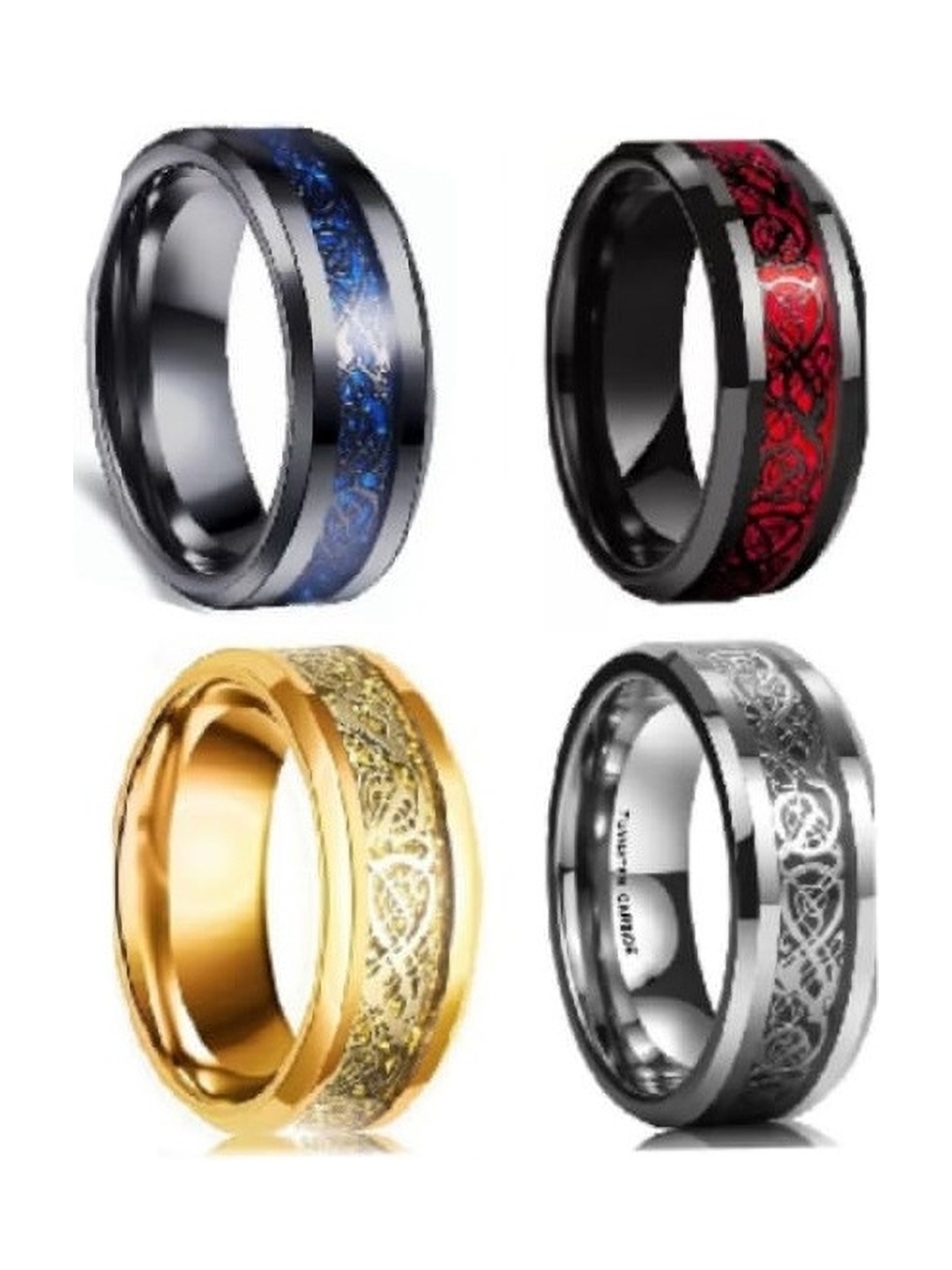 

Lila Set Of 4 Stainless Steel Finger Rings, Silver