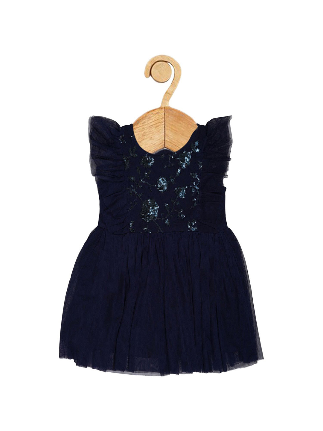 

Creative Kids Girls Embellished Net A-Line Dress, Navy blue