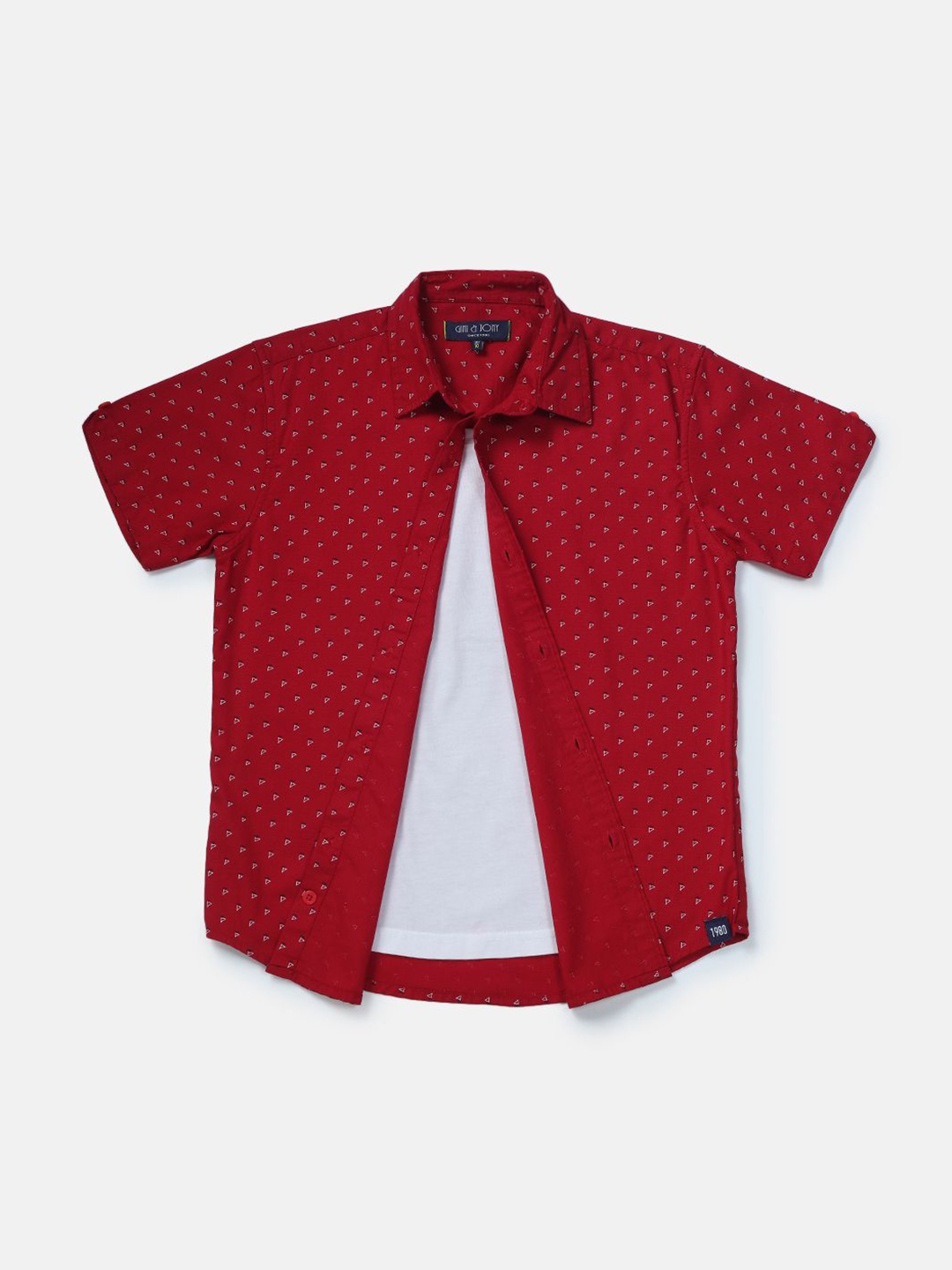 

Gini and Jony Boys Standard Opaque Printed Casual Shirt, Red