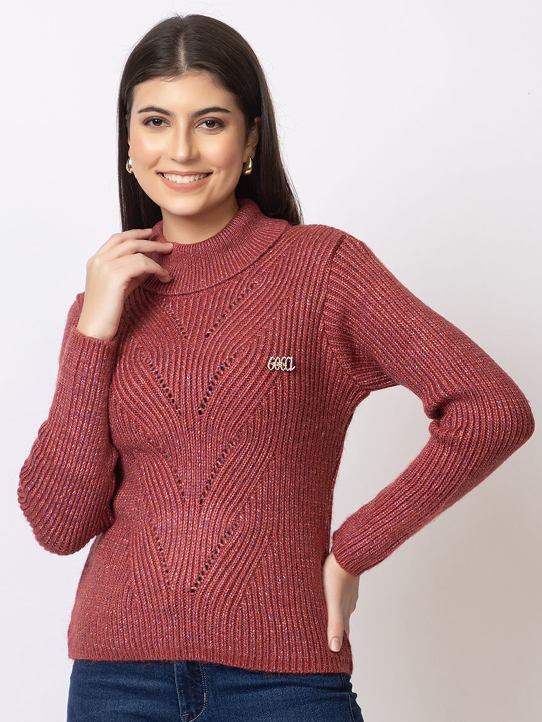 

GFO Women Turtle Neck Pullover Sweaters, Maroon