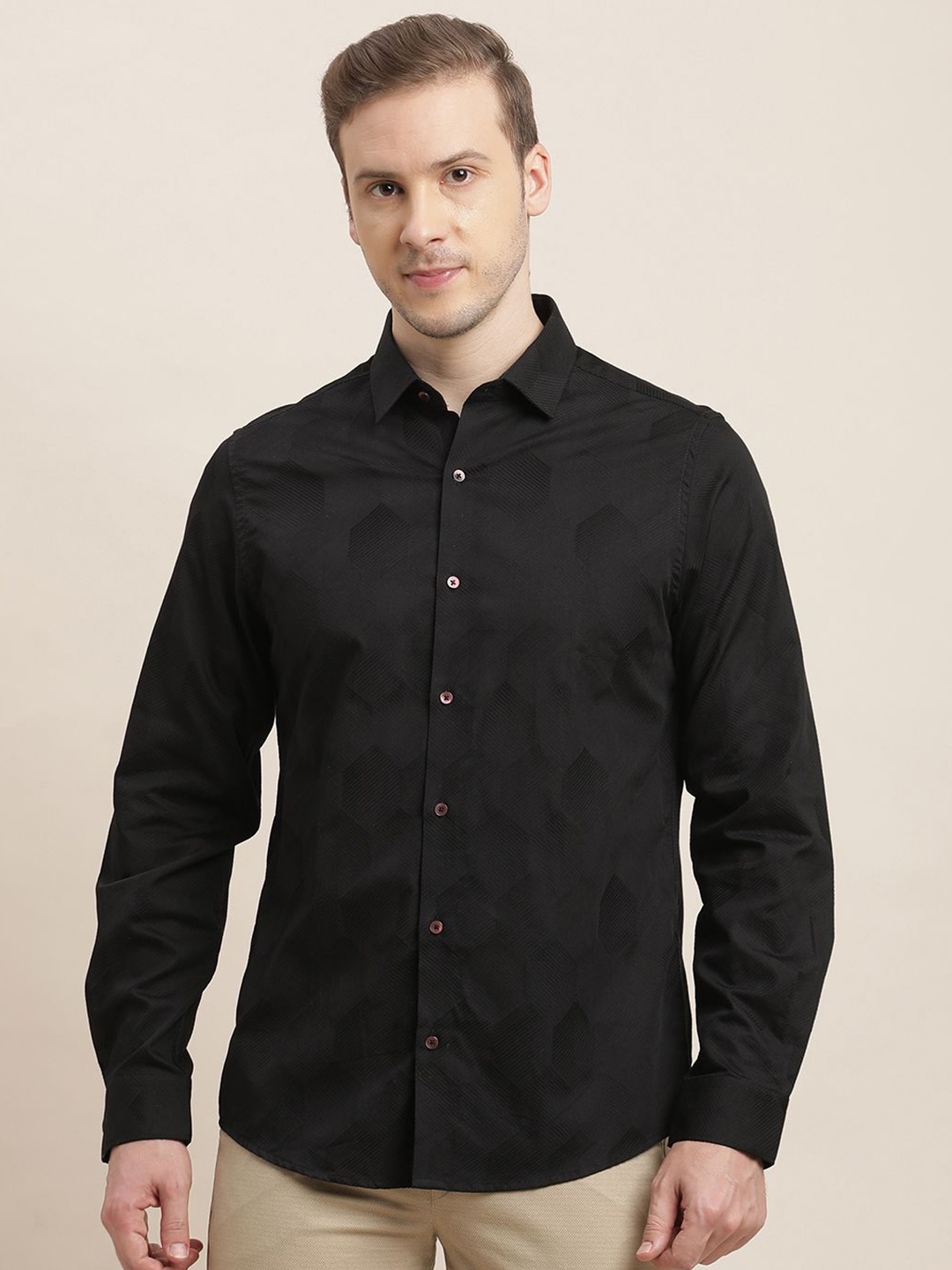 

Turtle Men Classic Slim Fit Opaque Party Shirt, Black