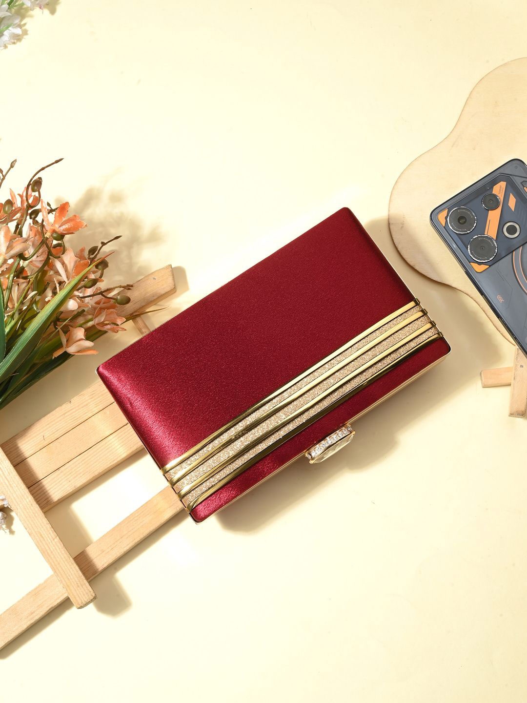 

Anouk Embellished Box Clutch, Maroon