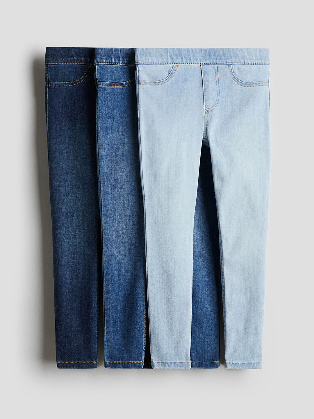 

H&M Girls 3-Pack Denim Jeggings, Blue