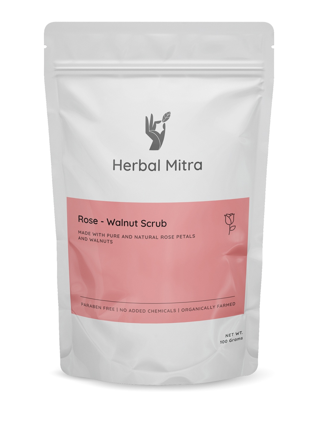 

Herbal Mitra Rose- Walnut Scrub- 100 g, Pink