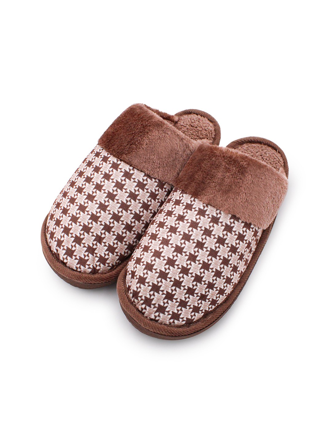 

JENNA Men Winter Self Design Room Slippers, Brown
