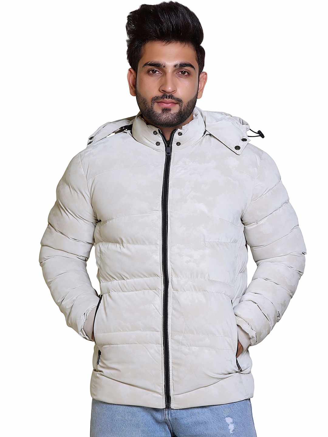 

BAESD Men Water Resistant Outdoor Puffer Jacket, Off white