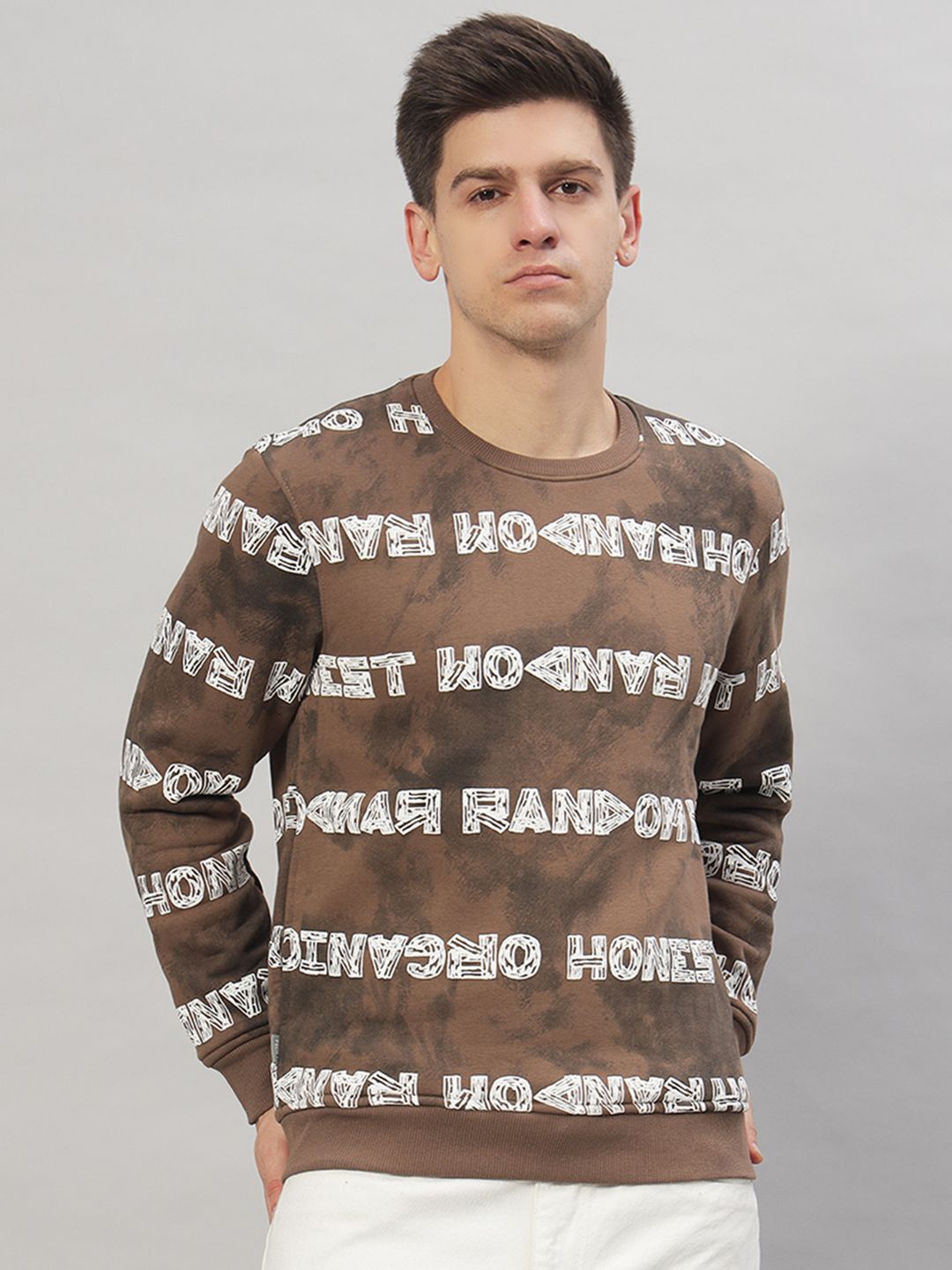 

PROFY Men Striped Long Sleeves Pullover Sweatshirt, Brown