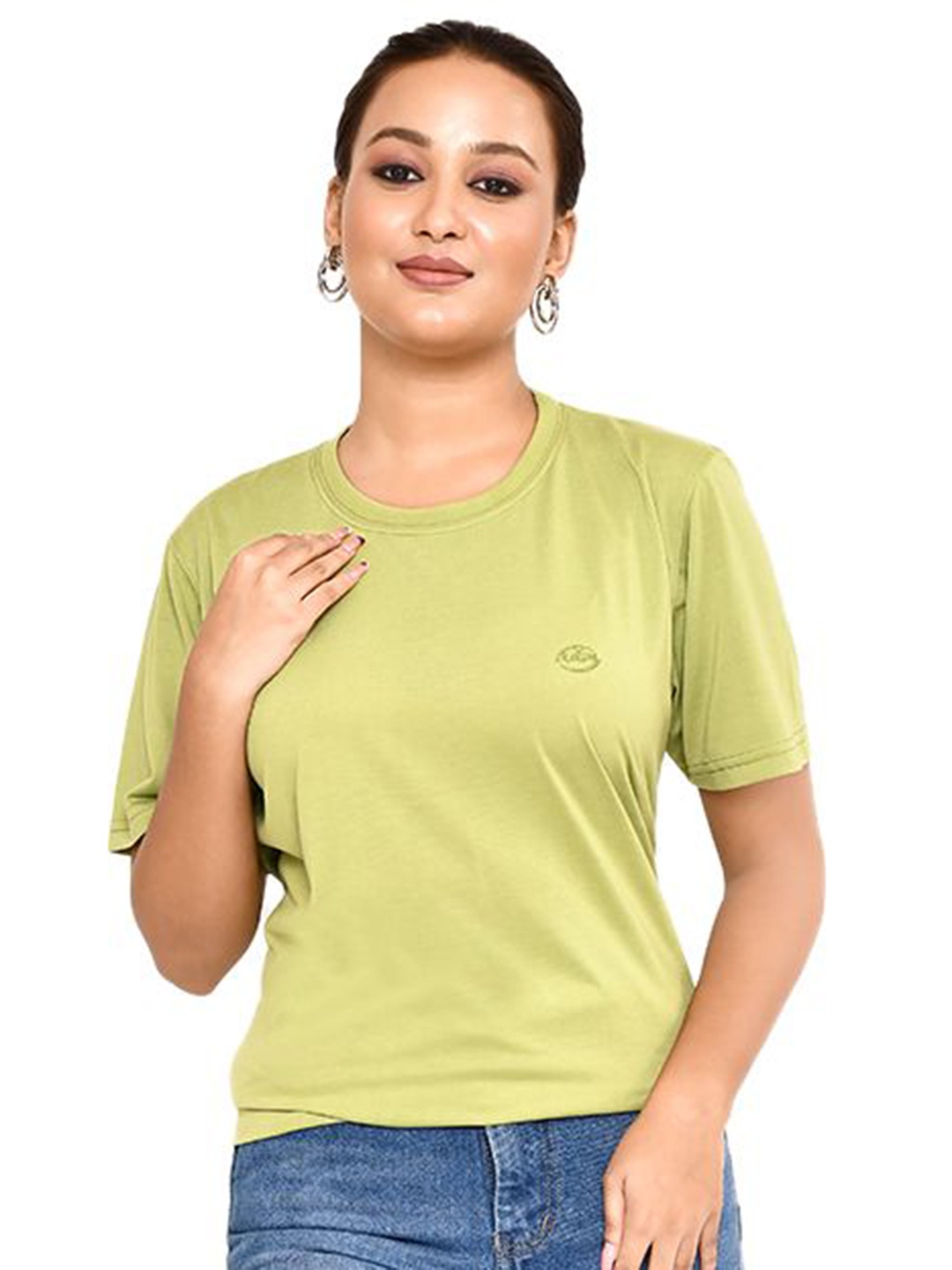 

RAPL Women Mandarin Collar Pockets T-shirt, Olive