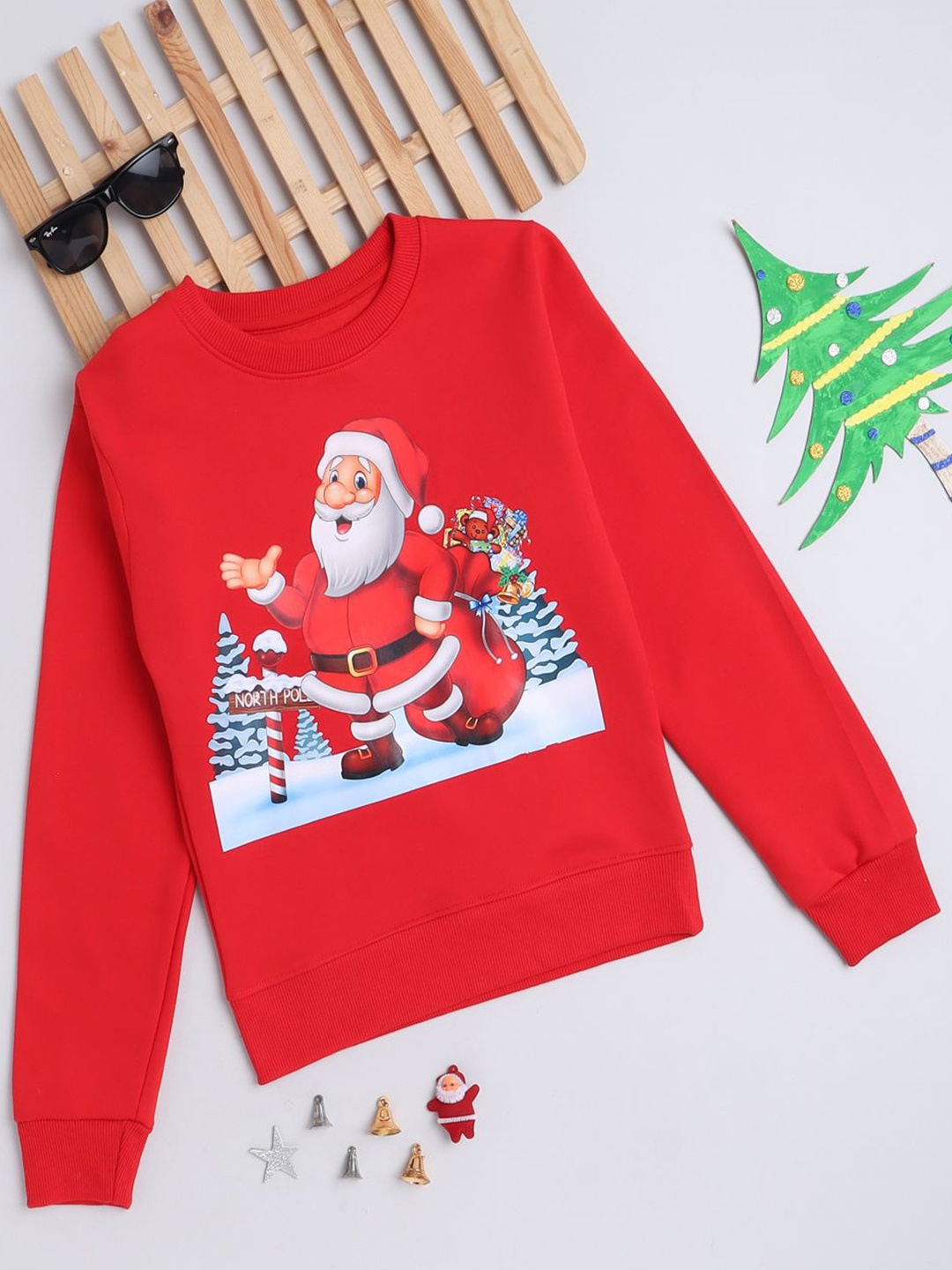 

Ninos Dreams Kids Santa Printed Christmas Sweatshirt, Red