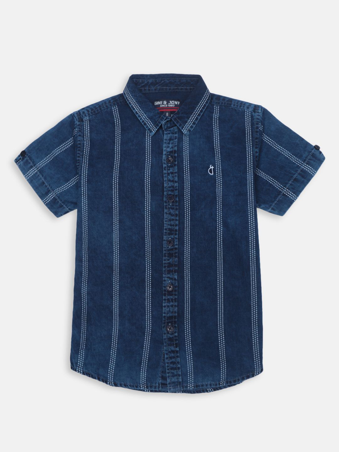 

Gini and Jony Boys Standard Opaque Striped Casual Shirt, Blue