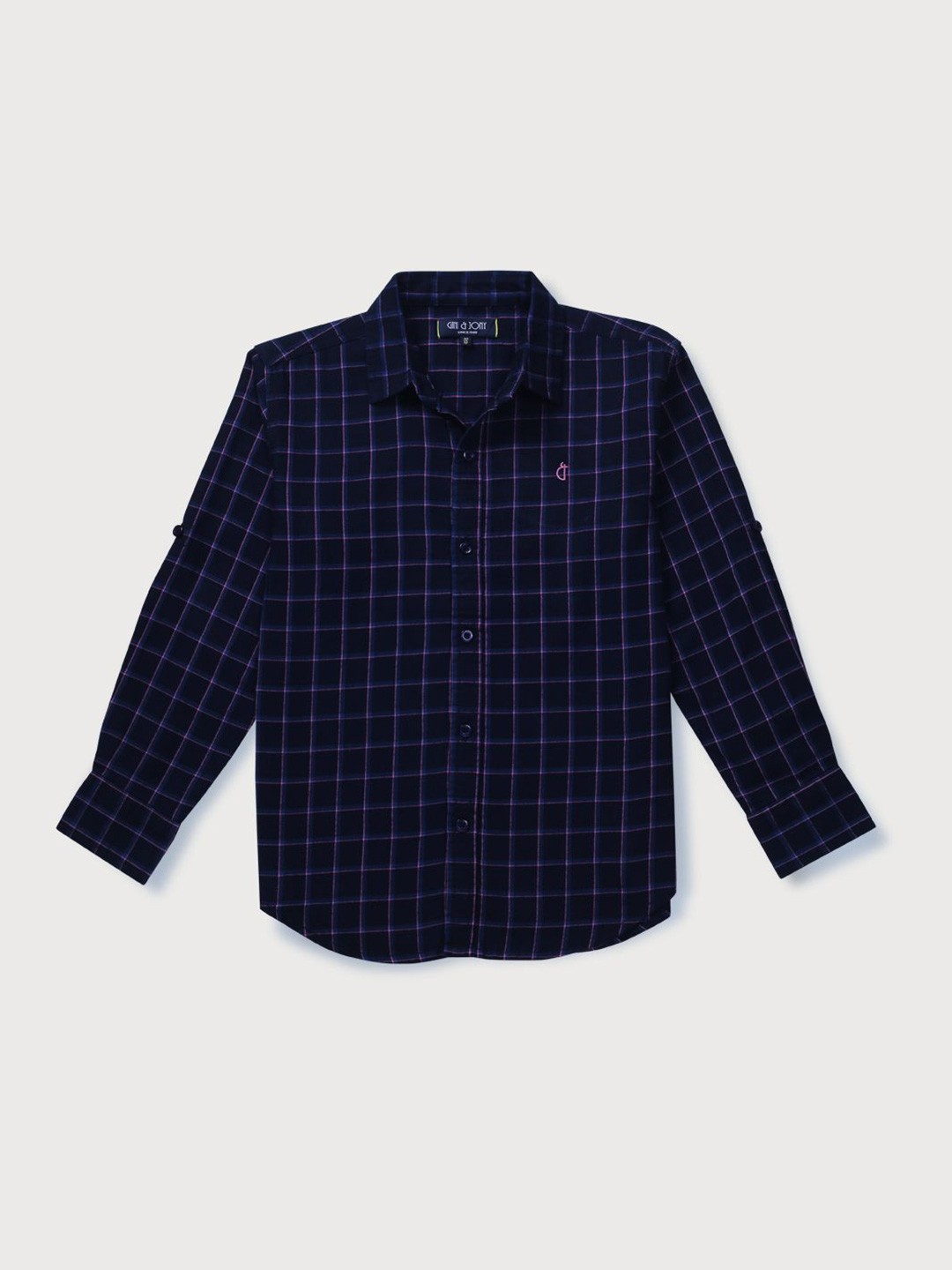 

Gini and Jony Boys Standard Opaque Checked Casual Shirt, Navy blue