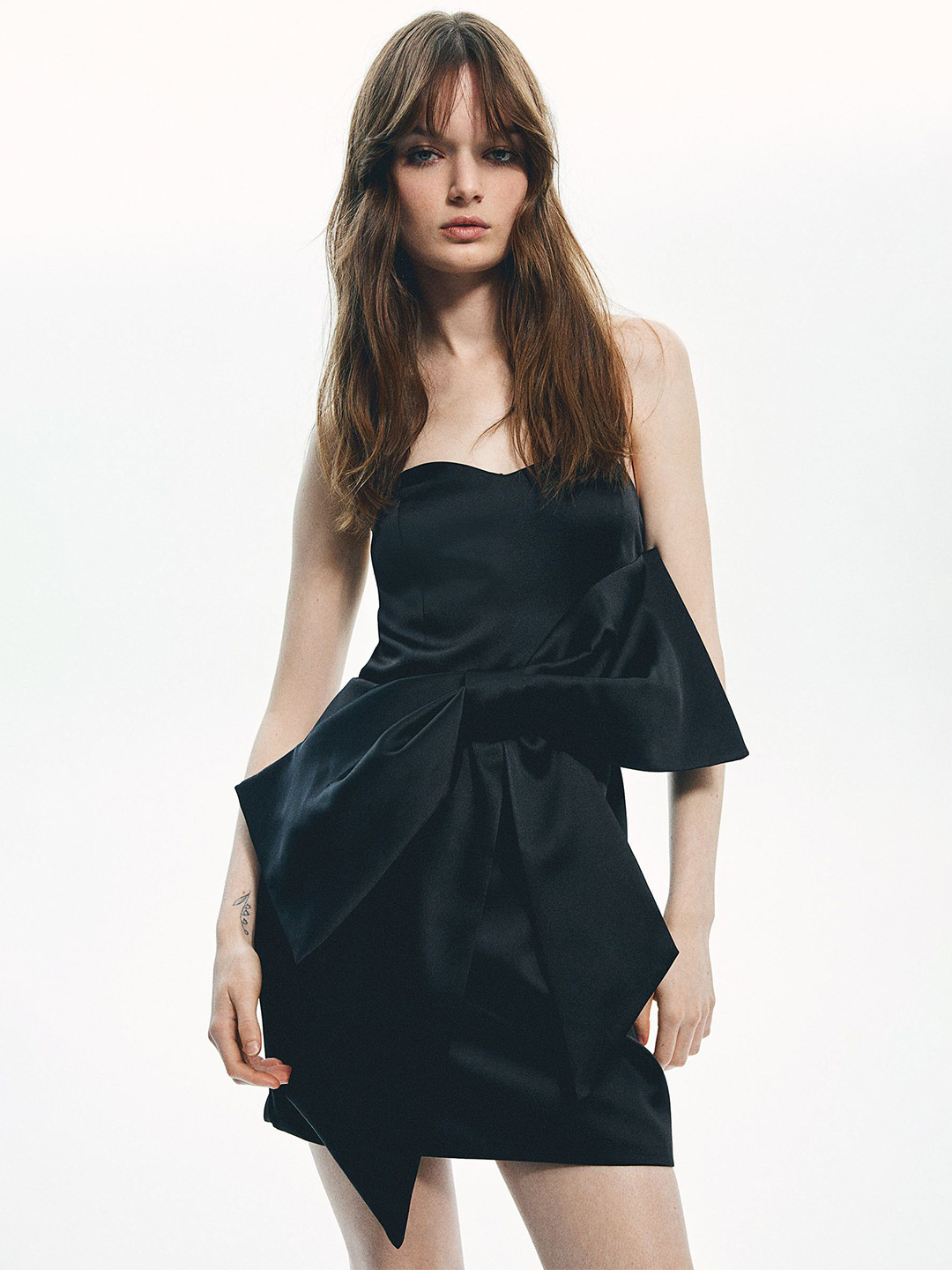 

H&M Bow-Front Bandeau Dress, Black