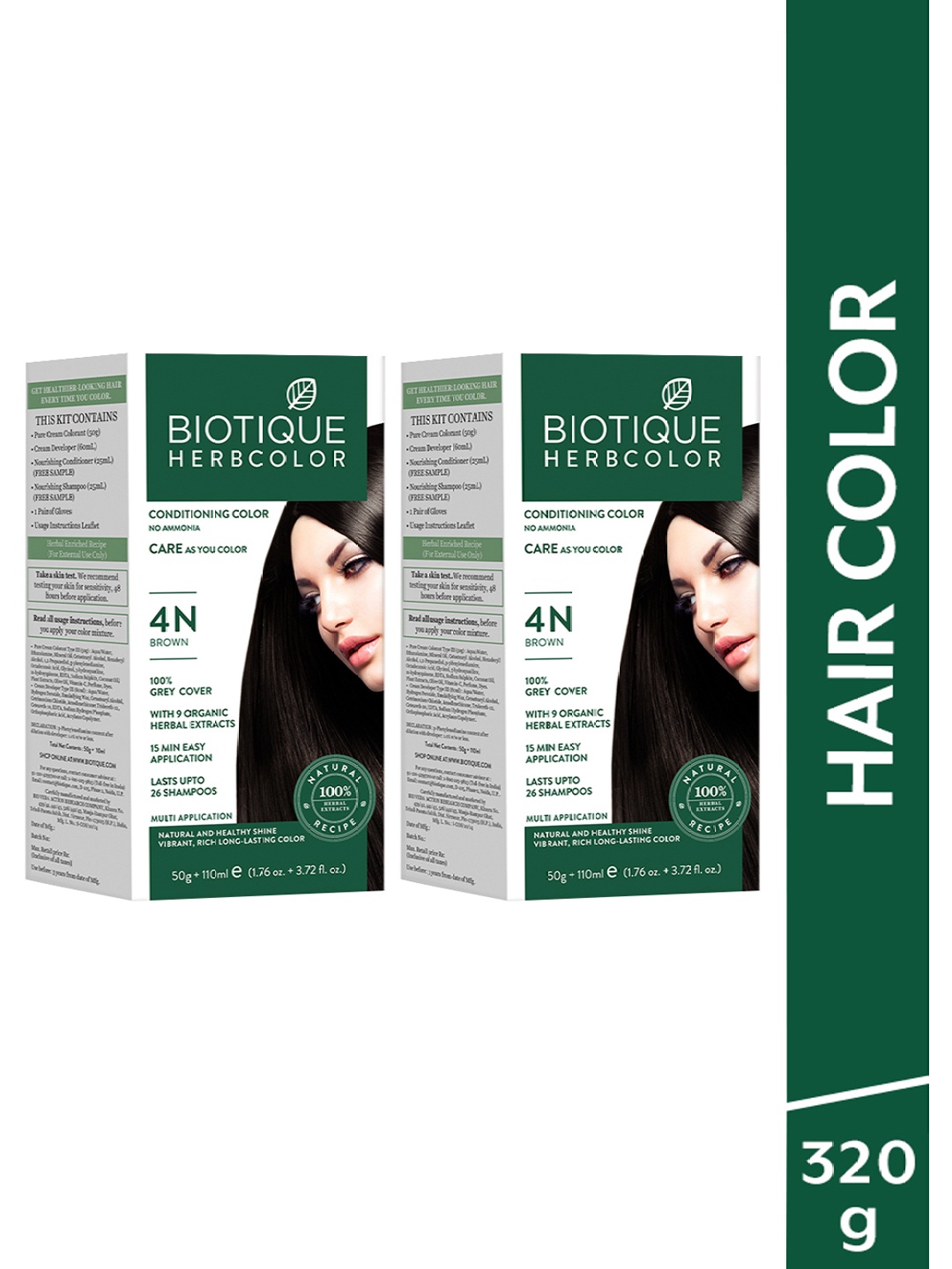 

Biotique Herbcolor Set of 2 Conditioning Hair Colour - Brown 4N