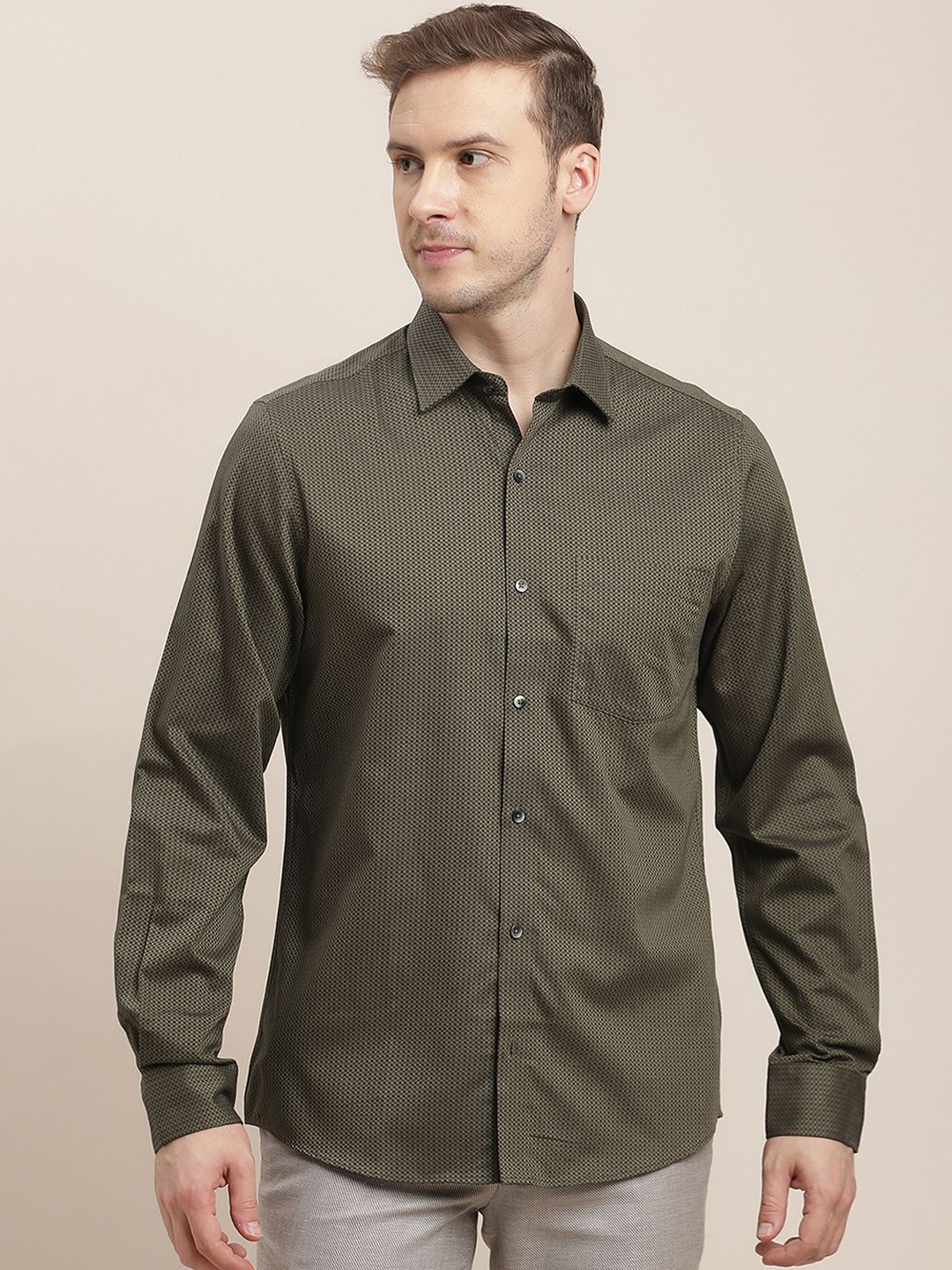 

Turtle Men Classic Slim Fit Opaque Formal Shirt, Brown