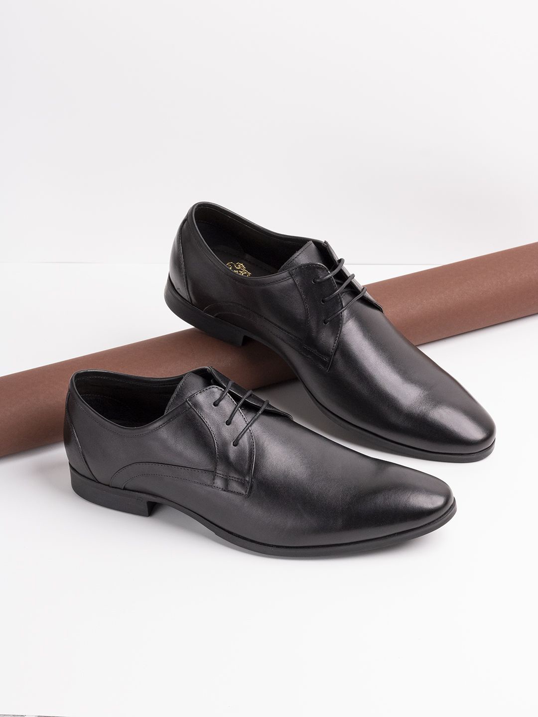

ATESBER by Inc.5 Men Leather Formal Derby Shoes, Black