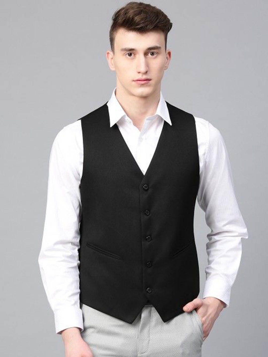 

Swara Craft Slim Fit Formal Waistcoat, Black
