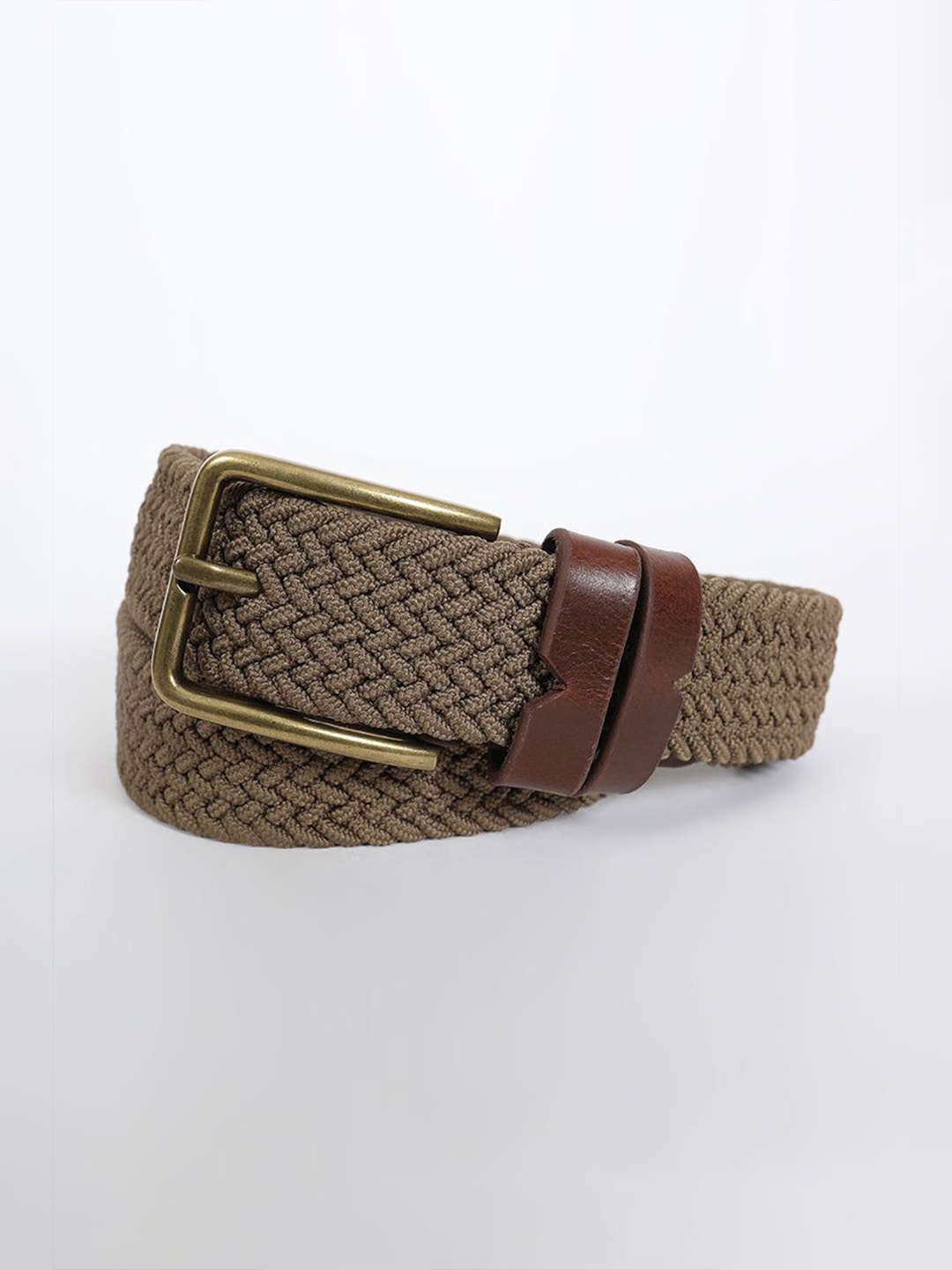 

Snitch Men Woven Design Slim Belt, Brown