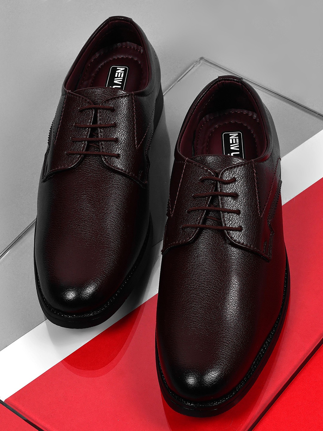 

NEW LIMITS Men Round Toe Lace-Ups Formal Derbys, Brown