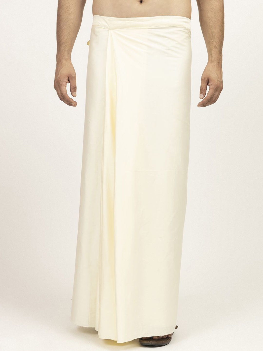 

LELA Men Cotton Pre Pleated Wrap Dhoti, Off white