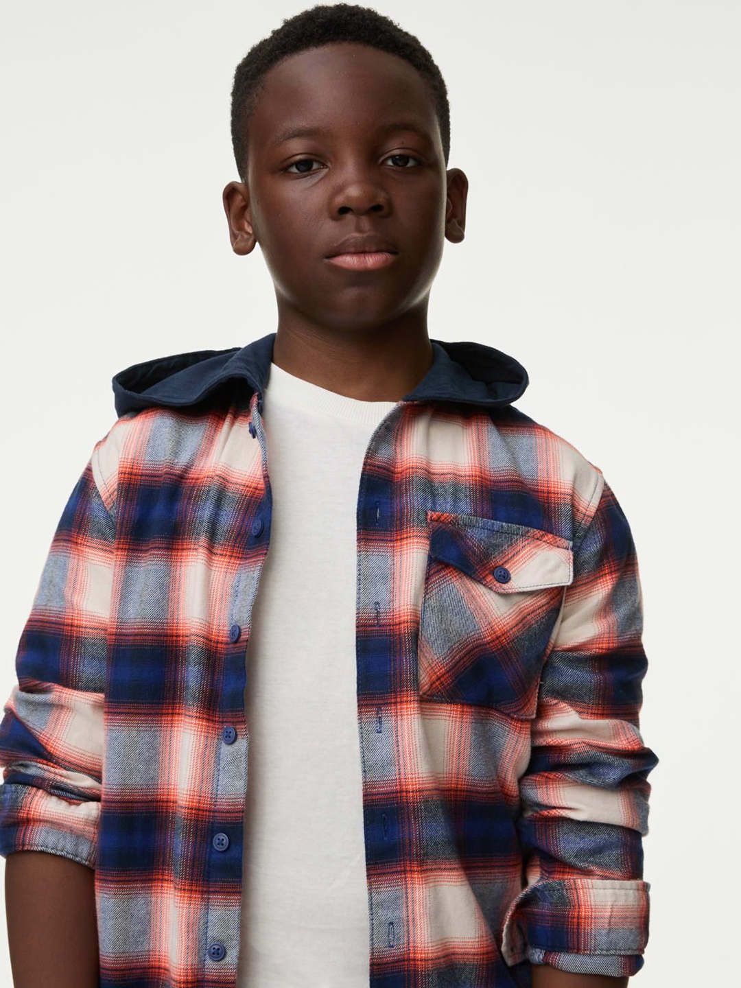 

Marks & Spencer Boys Checked Pure Cotton Shirt & T-Shirt, Red