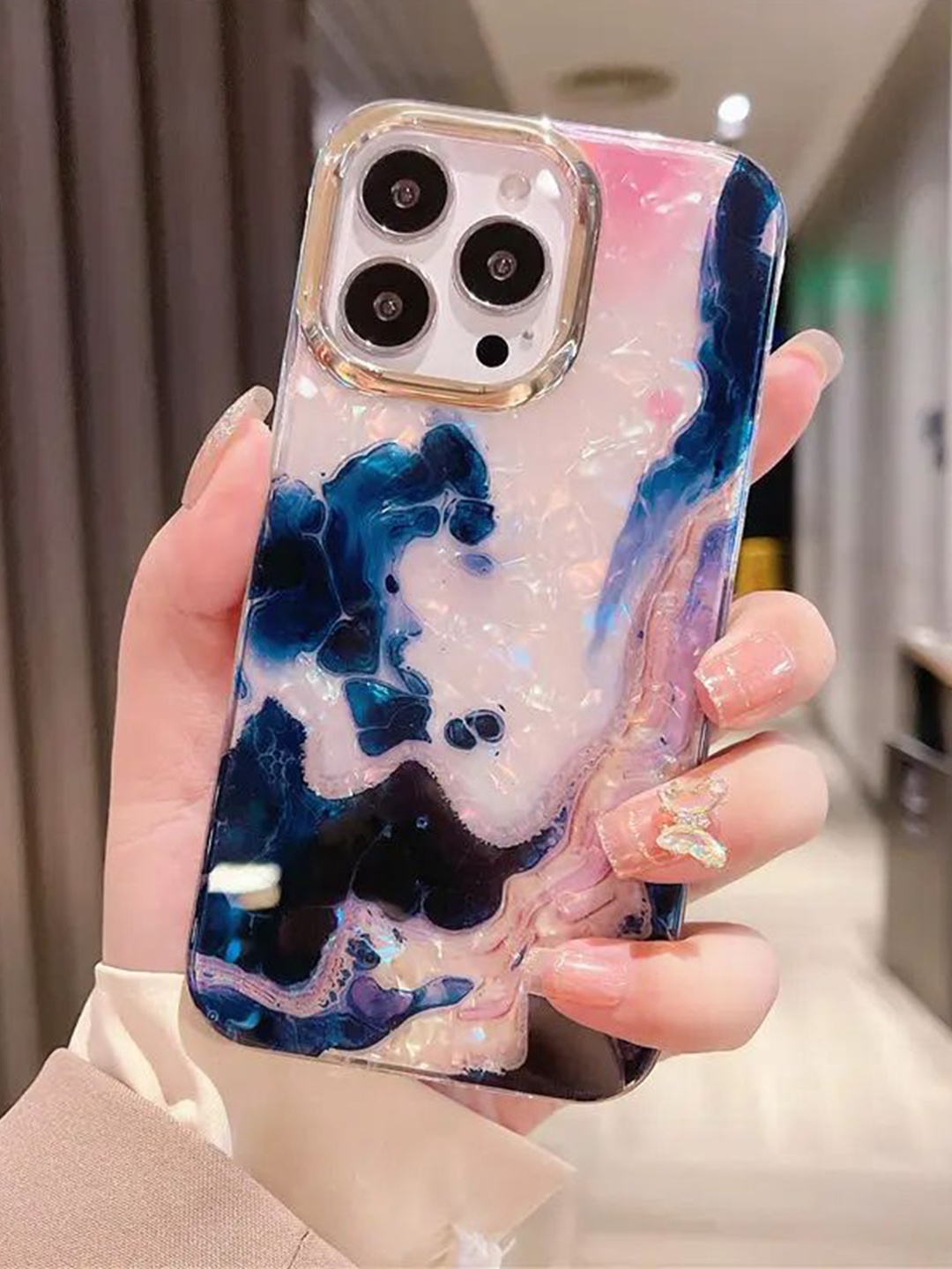 

Luxury Kase Abstract Printed iPhone 14 Pro Max Back Case Mobile Accessories, Black
