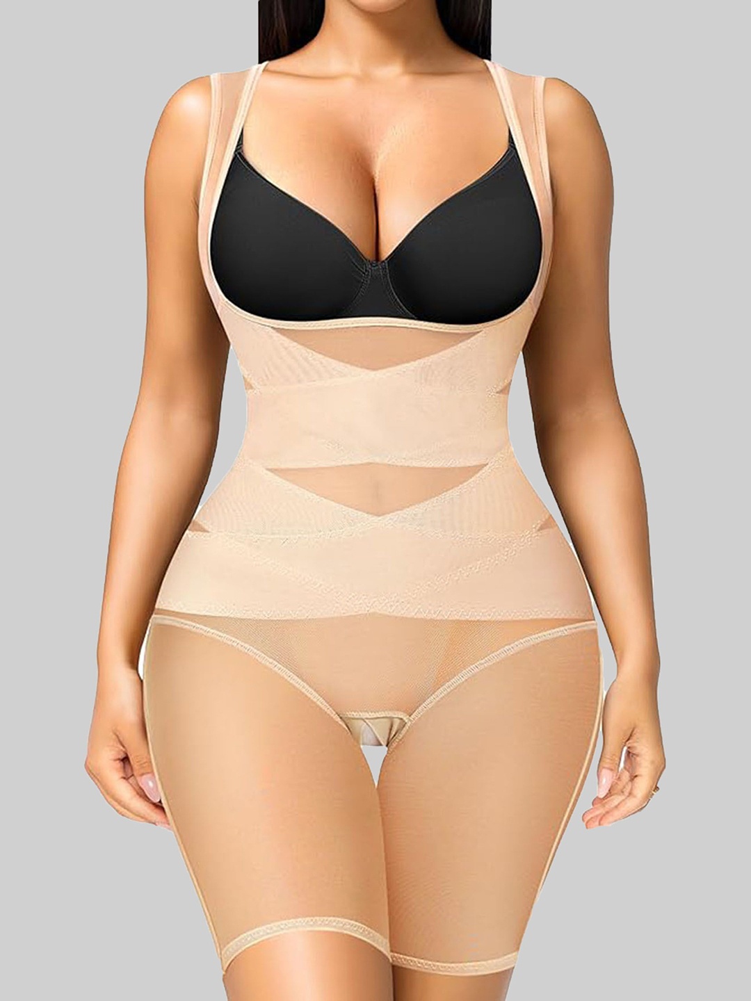 

QIDREZY Women Thong Full Body Shapewear, Beige