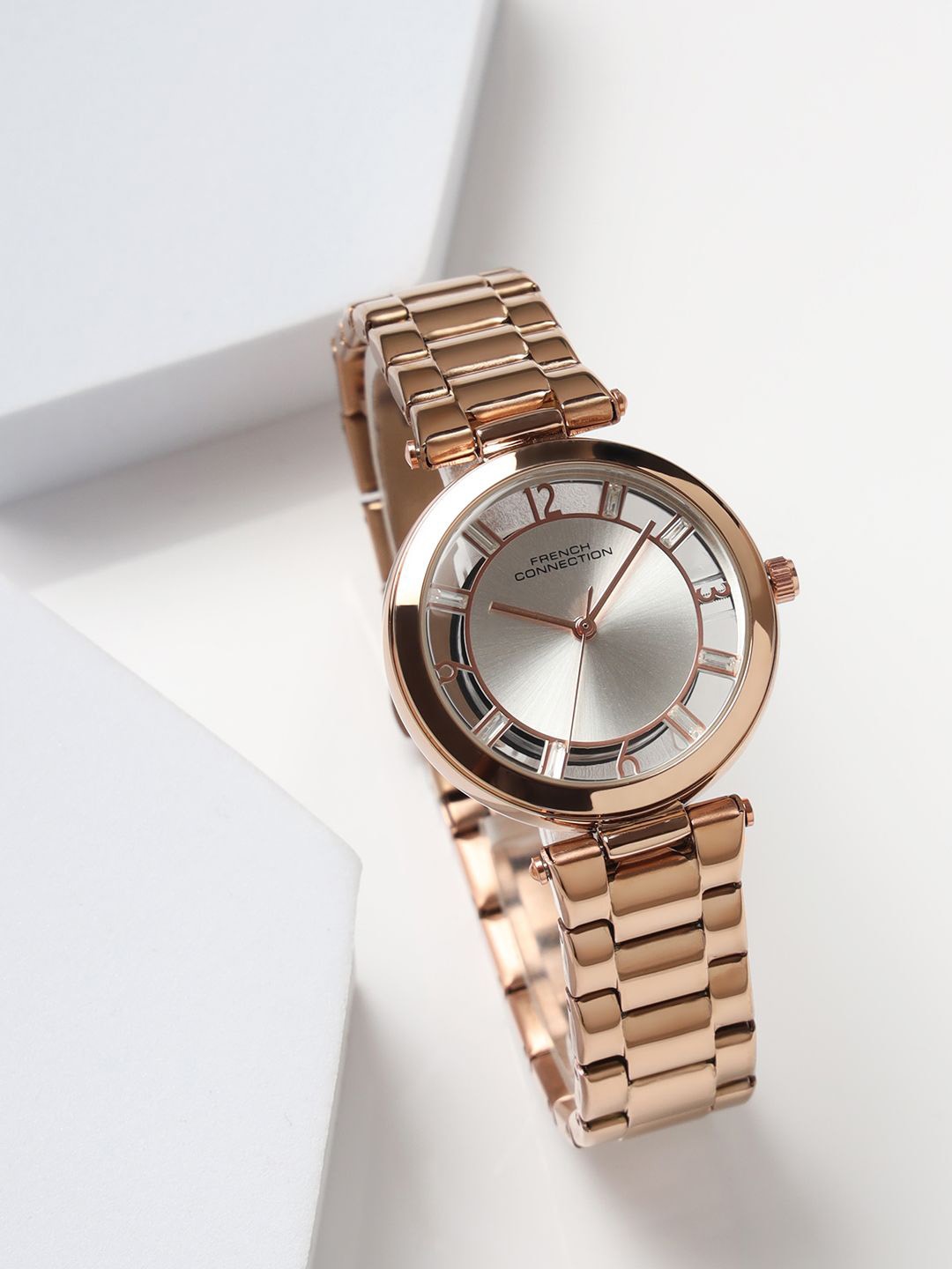 

French Connection Women Dial & Stainless Steel Bracelet Style Straps Analogue Watch, Silver