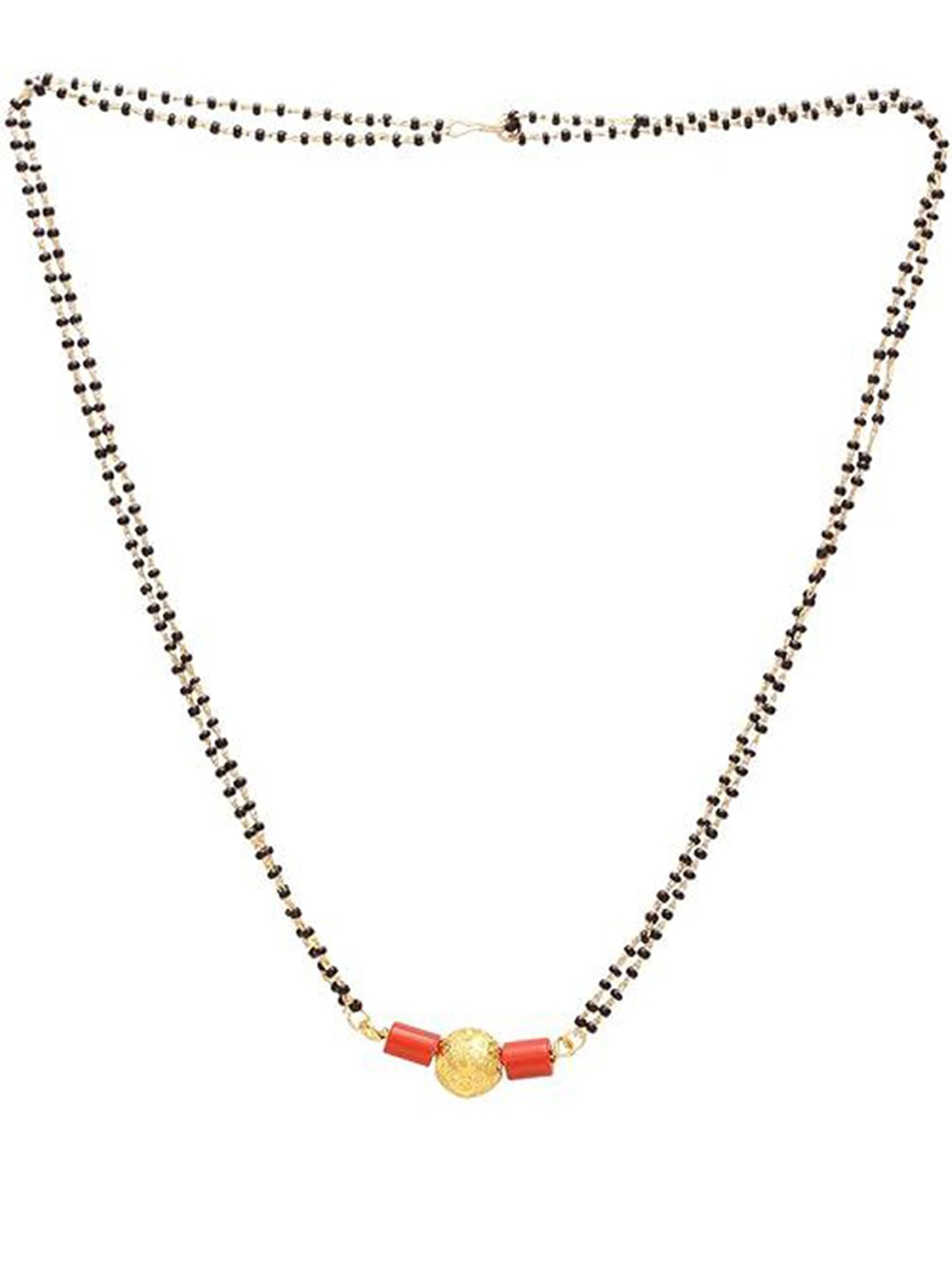 

MEMOIR Gold-Plated CZ Studded 3 Lakshmi Laxmi Coin Ginni Mangalsutra