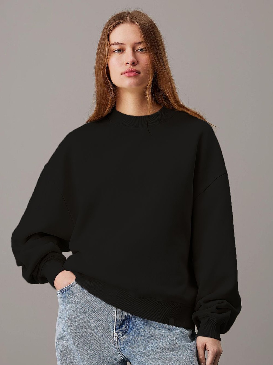 

Kotty Women Round Neck Long Sleeves Sweatshirt, Black