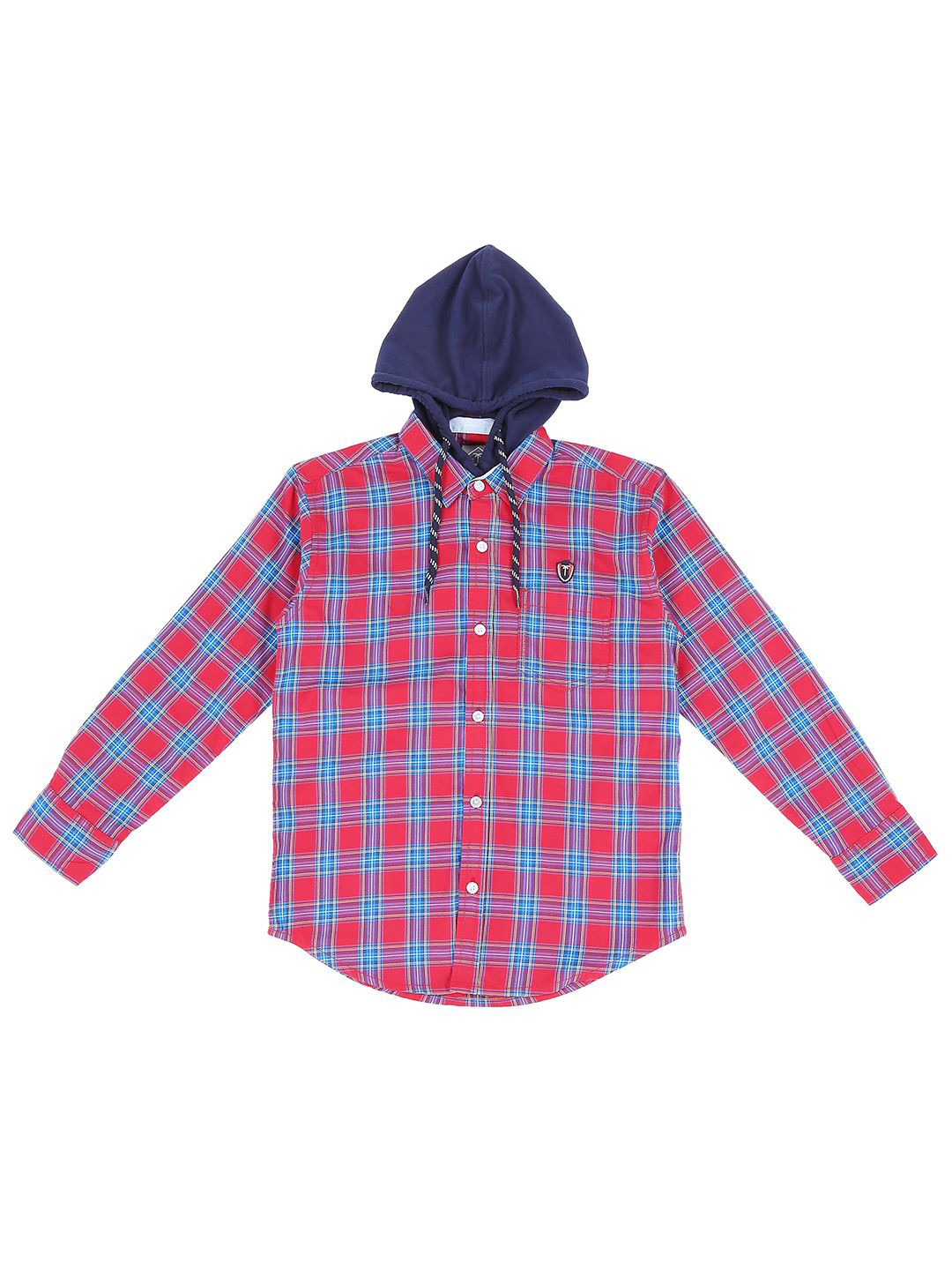 

Palm Tree Boys Standard Grid Tattersall Checks Opaque Checked Casual Shirt, Red