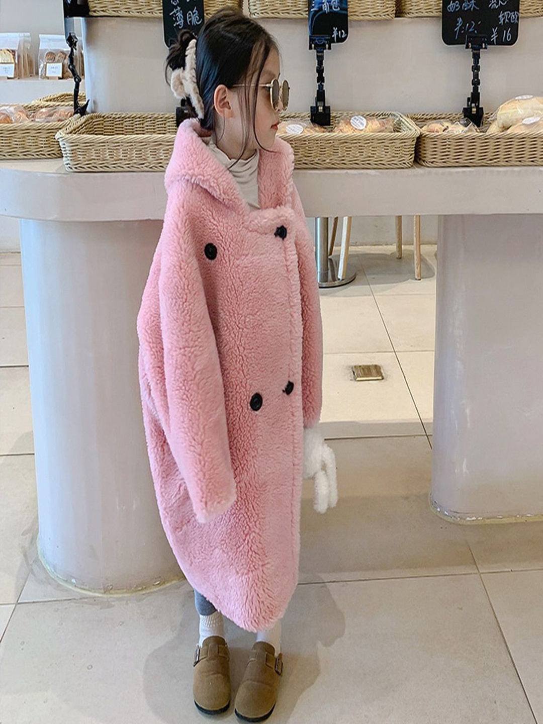 

Xsole Kids Single-Breasted winter Overcoat, Pink