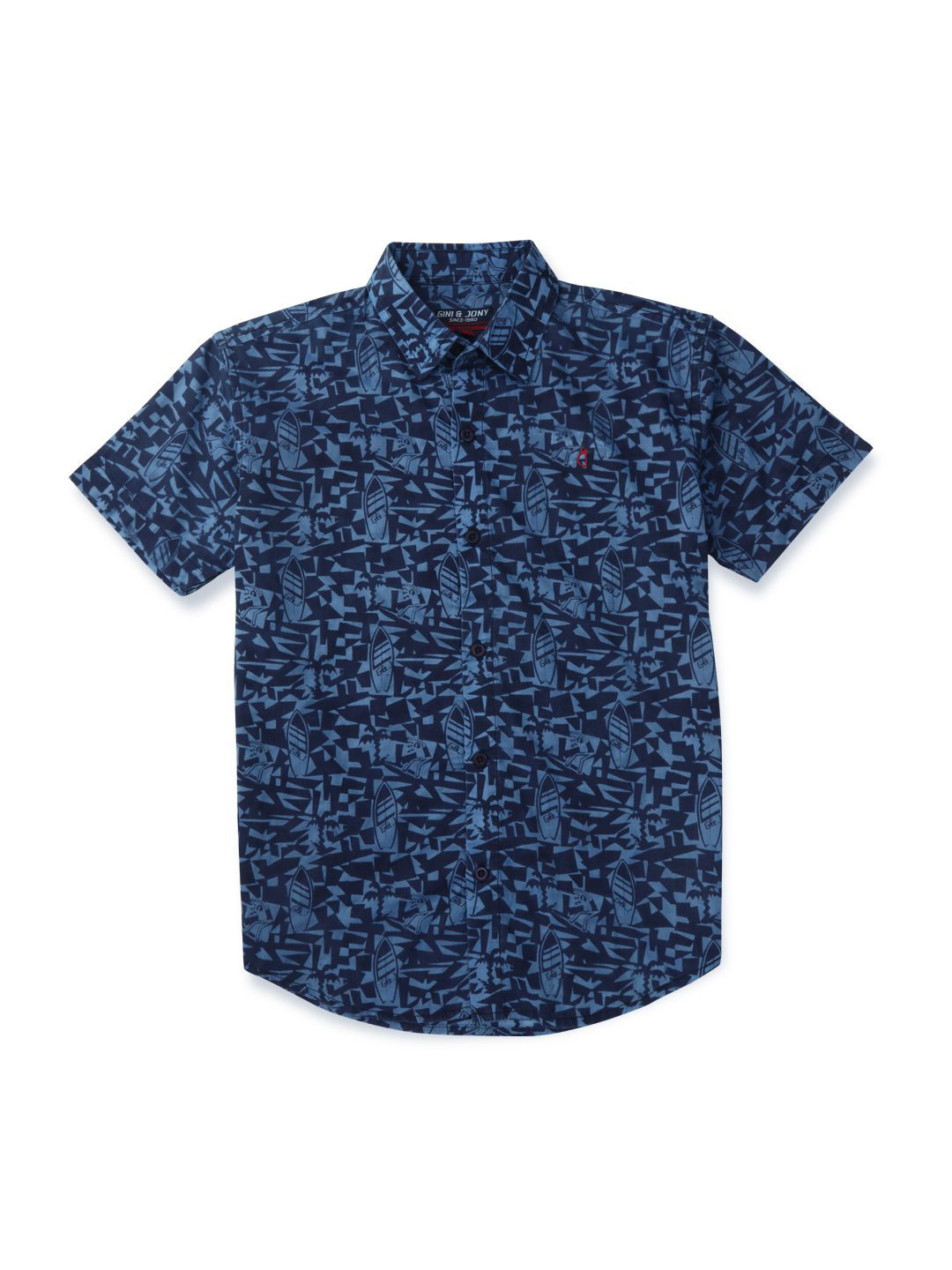 

Gini and Jony Boys Standard Opaque Printed Casual Shirt, Blue