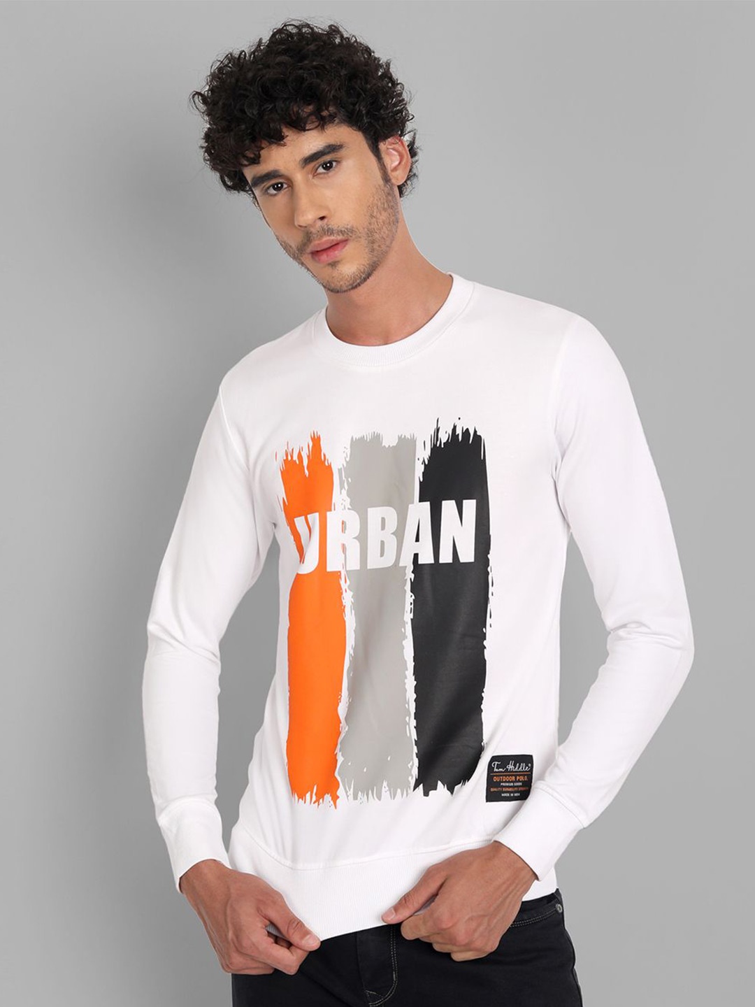 

TOMHIDDLE Men Printed Pure Cotton Sweatshirt, White