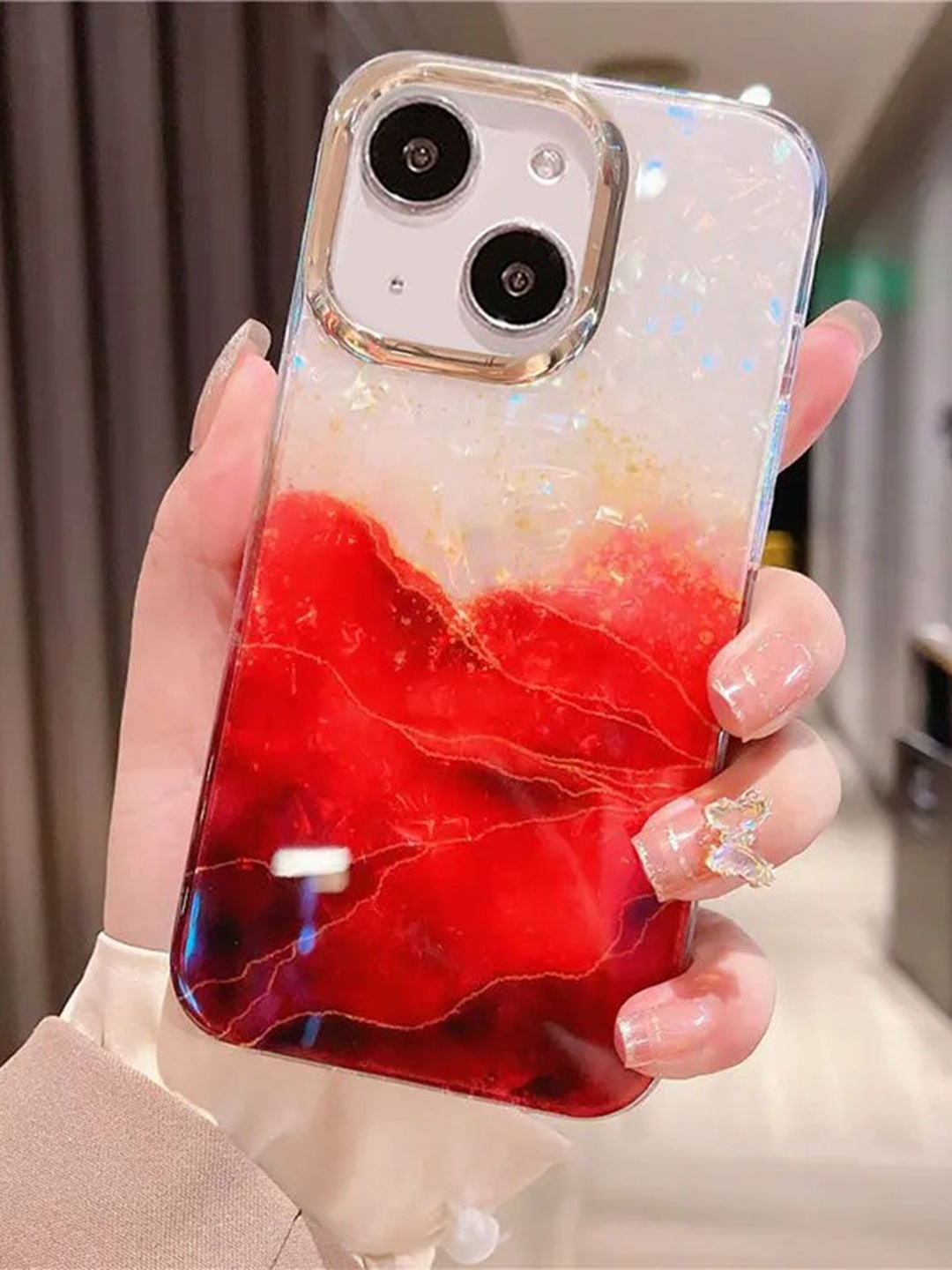 

Luxury Kase Abstract Printed iPhone 15 Back Case Mobile Accessories, Red