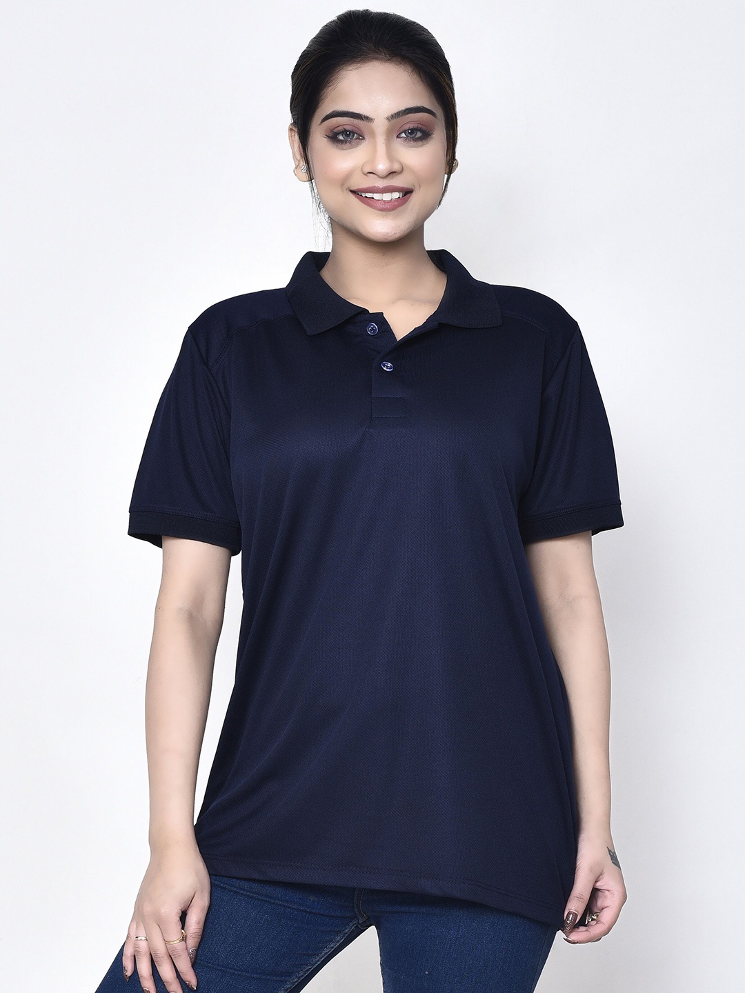 

RAPL Women Polo Neck Collar T-shirt, Turquoise blue
